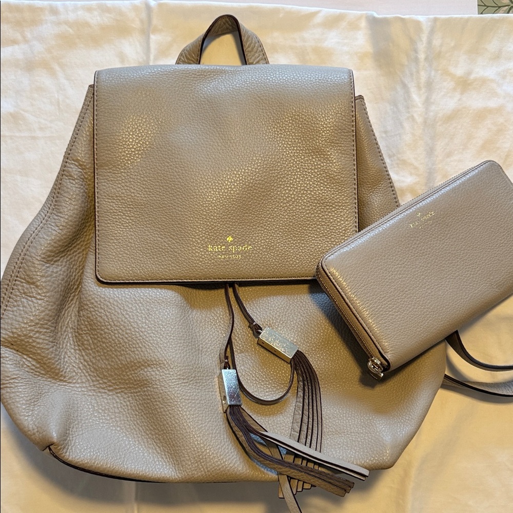 Kate Spade cream BackPack with matching wallet